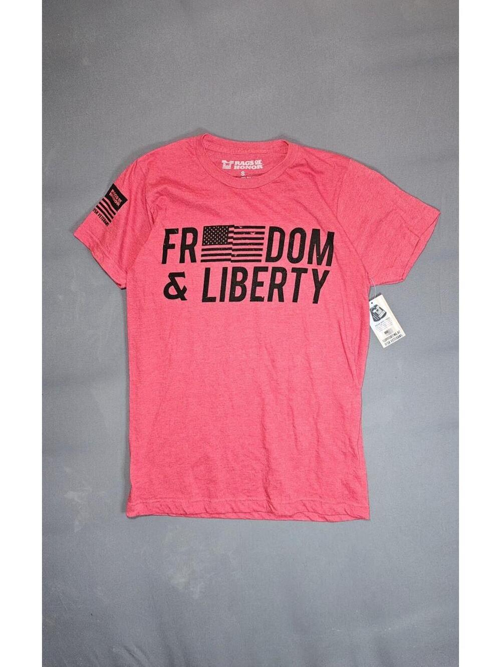 Freedom & Liberty Red Pink T-Shirt Size S NWT Graphic Casual Tee
